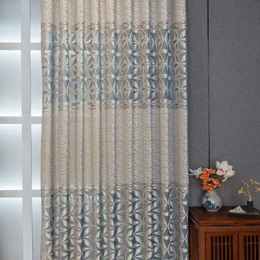 

Custom Size Thickened Blackout Curtains for Living Dining Room Bedroom Jacquard Hollow Curtain Window Decor White Tulle