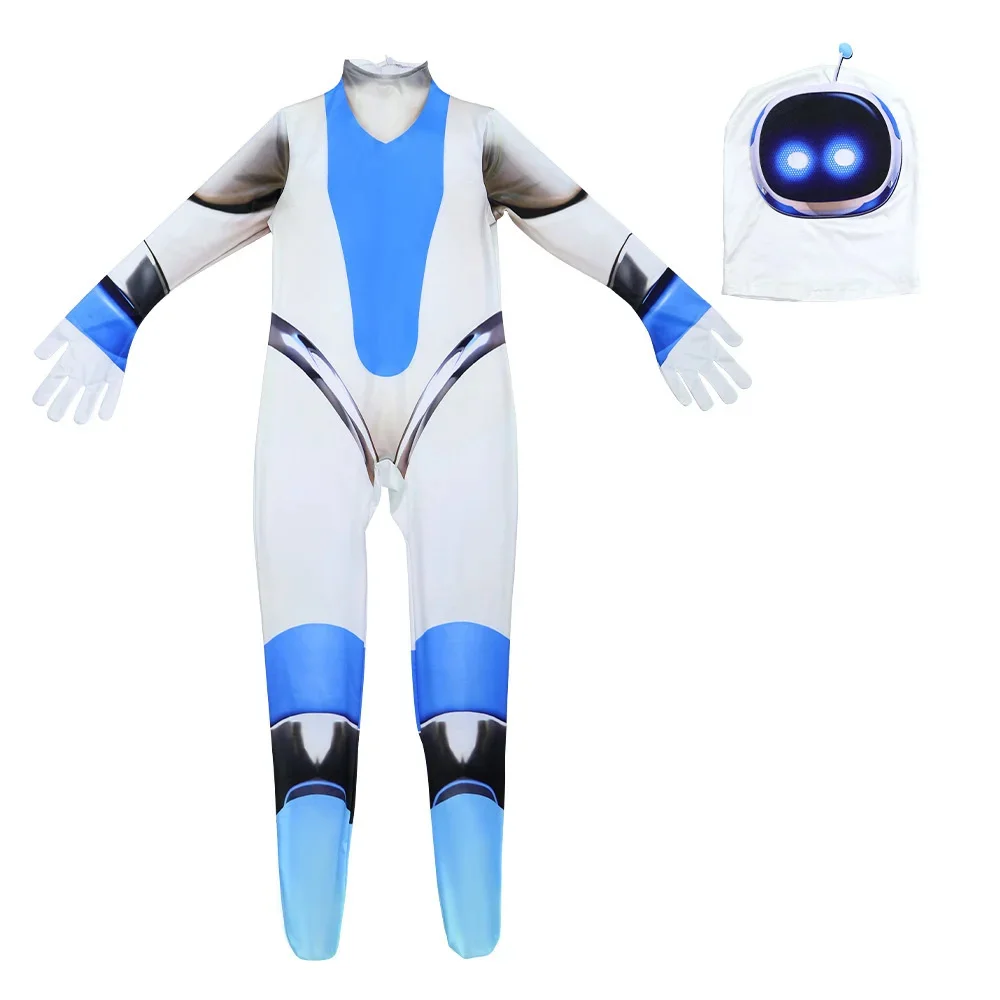 Süßes Spiel Astro Bot Cosplay Kostüm Tierspiel Astro Bot Bodysuit Overall Maske Kinder Erwachsene Party Kostüm