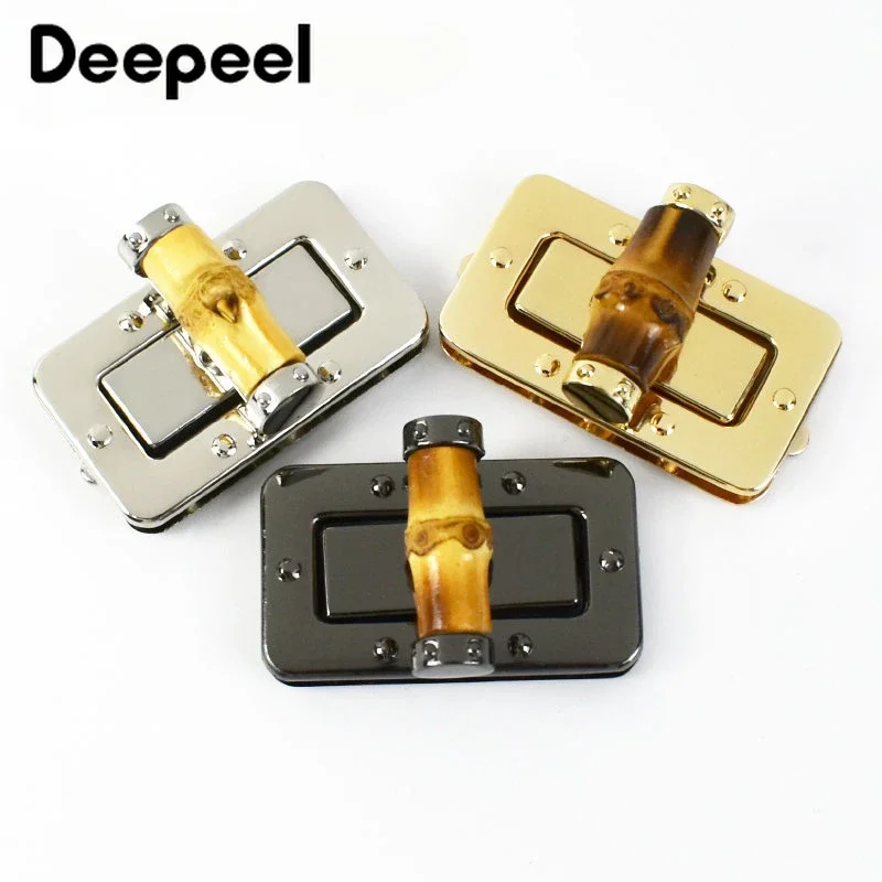 Deepeel 2/5Pcs Bamboo Metal Turn Lock Snap Bag Twist Locked Clasps Closure DIY Metalic Buckle Hardware Handbag Accessories