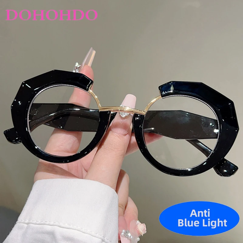 

Retro Oversized Round Frame Glasses Men Women Luxury Designer Classic Computer Reading Anti- Blue Light Eyeglasses Lentes Очки
