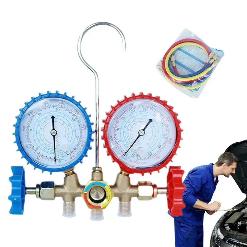 

Manifold Gauge Set Measuring Gauge Diagnostic Manifold Set Car Refrigerant Charge Hose Refrigeration Gauges Air Conditioning