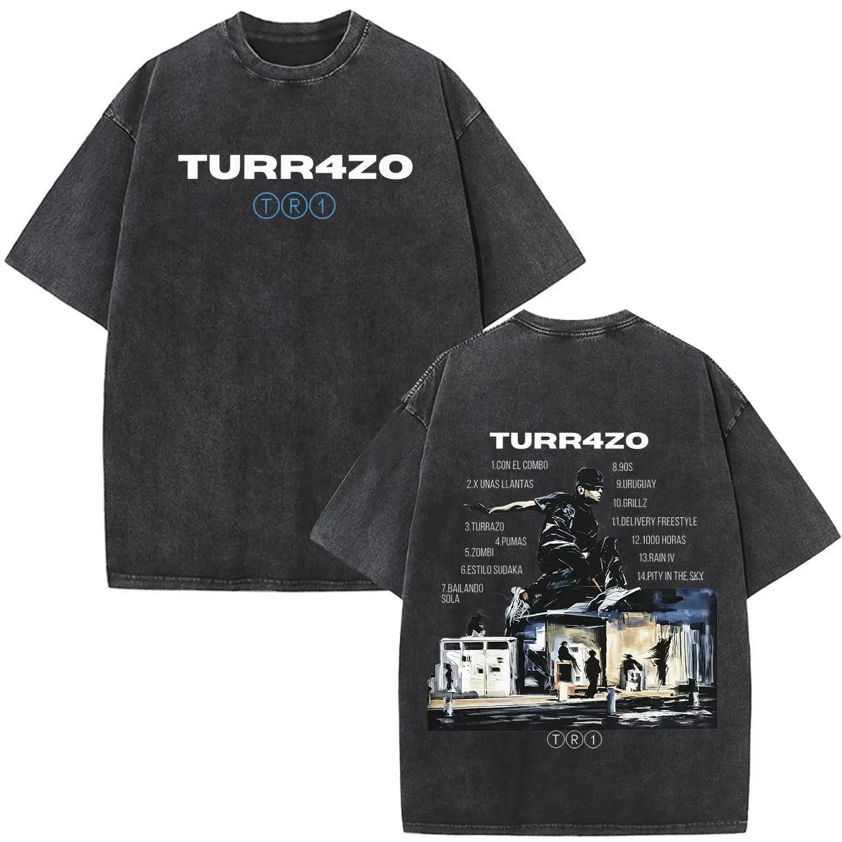 Rapper Trueno Turr4zo Album 2026 Tour Print Vintage Washed Tshirt Men Women Fashion T-shirt Loose Cotton T-shirts Fan Gifts