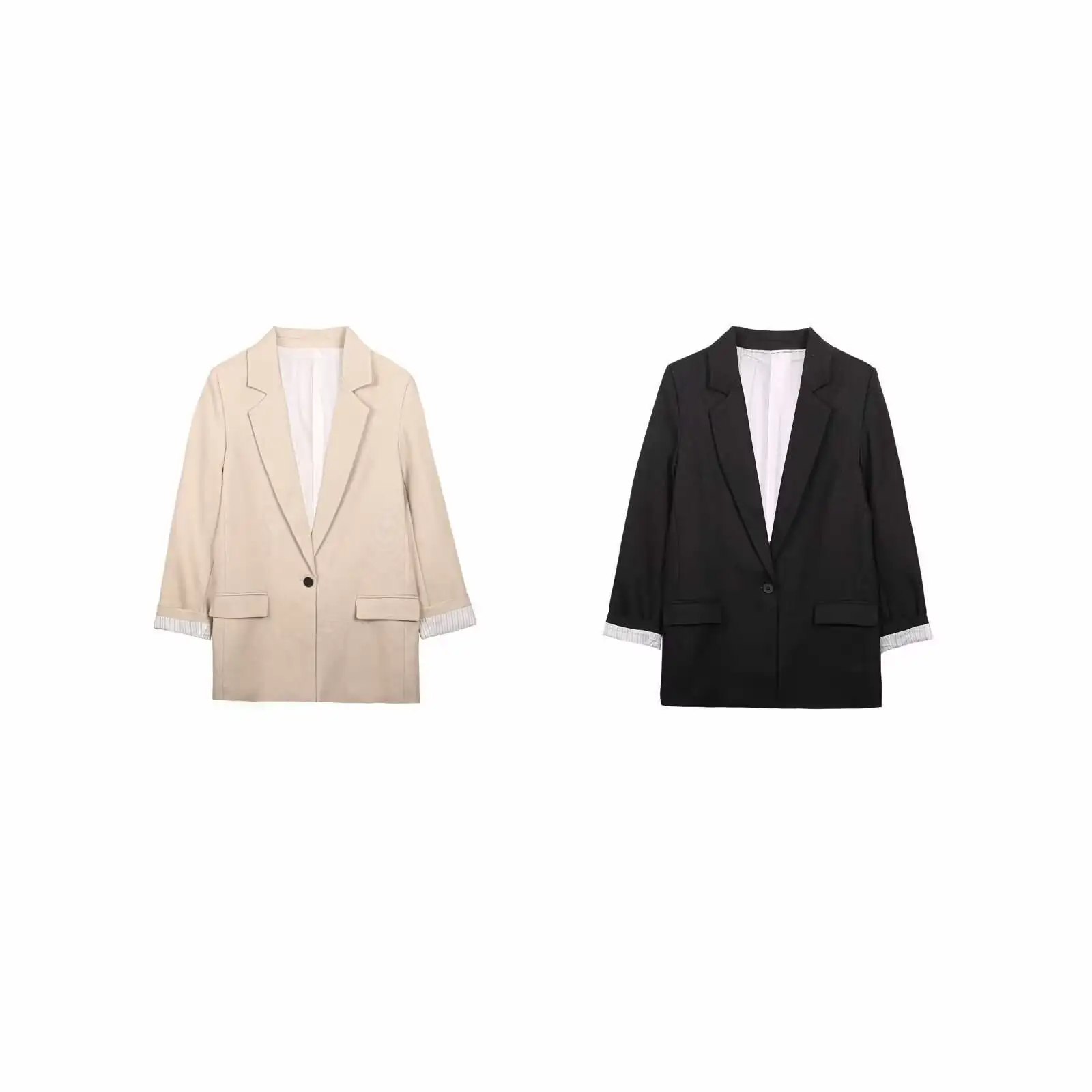 

Casual Long Sleeve Single Button Women's Suit Jacket Autumn Turn-down Collar Fashionable Female Topwear Export Quality