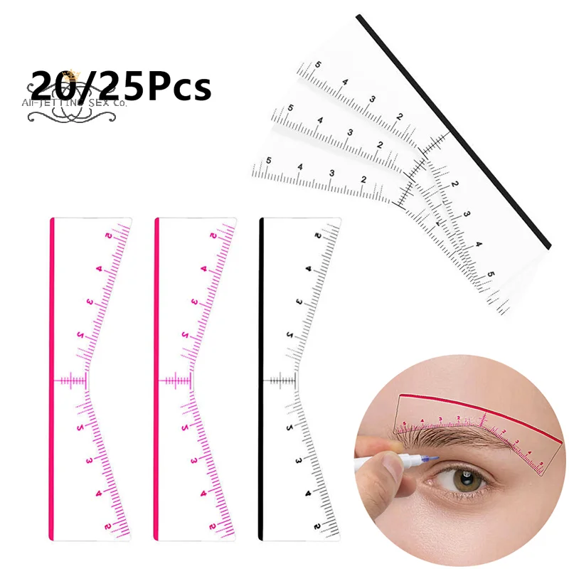 Disposable 20/25pcs Eyebrow Ruler Sticker Self-adhesive Eyebrow Tattoo Position Guide Permanent Makeup Mapping Stencils Tool