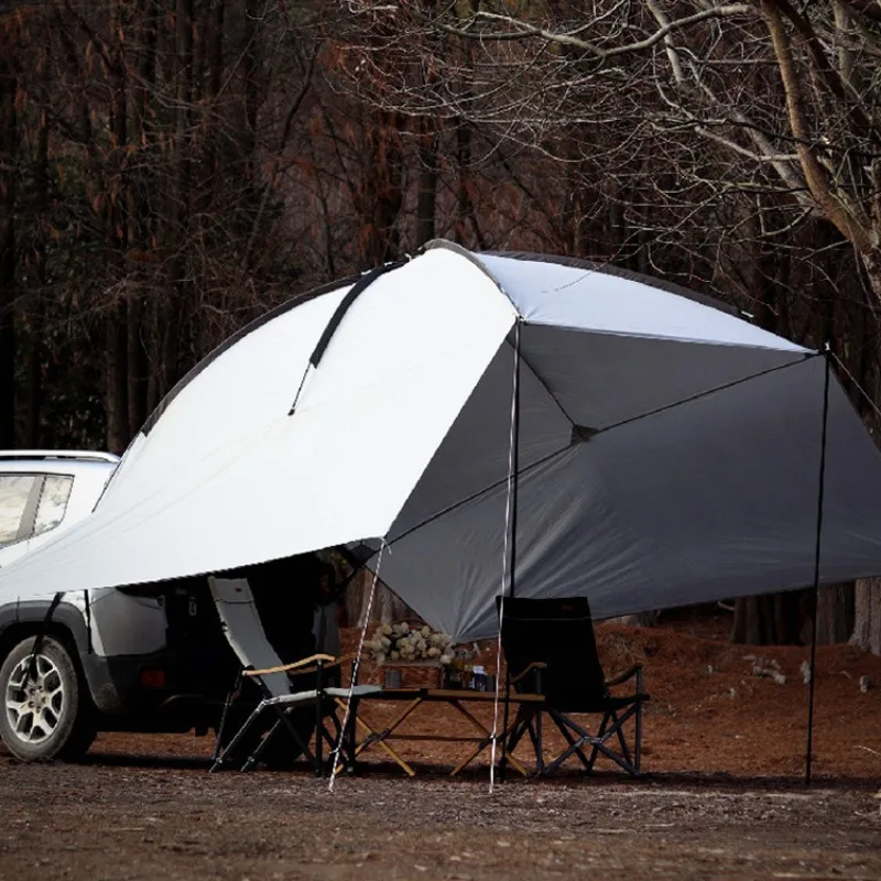 Tailgate Extension Canopy Tent,Silver Lining Sun Block Waterproof Car Rear Camping Tent, Vehicle Connected Outdoor Shade Shelter