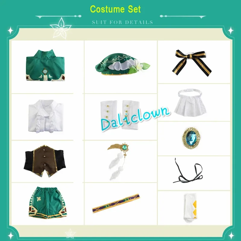 Genshin impacto role-playing venti roupas mondstadt fengshen wendi jogo uniforme menina consul vestido conjunto peruca acessórios