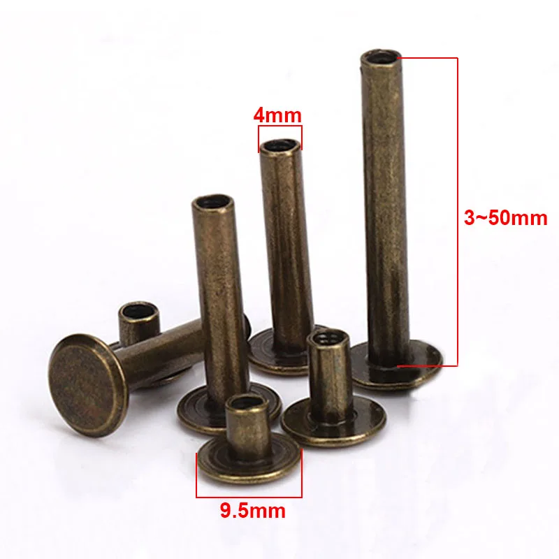 10pcs Metal Bronze Binding Chicago Screws Nails Long Studs Rivets Leather Craft Hardware Accessories Rod Length 3~50mm