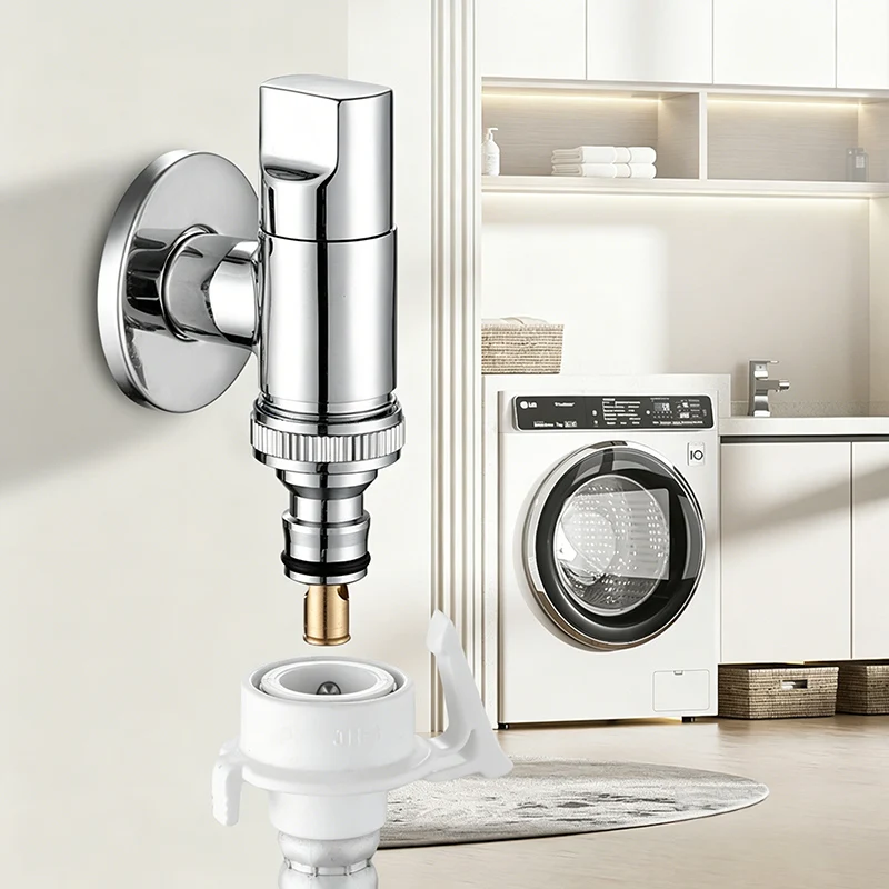 All-Copper Washing Machine Faucet Automatic Water Stop Valve Clip-On Faucet Joint Drum Automatic 4/6 Points Universal