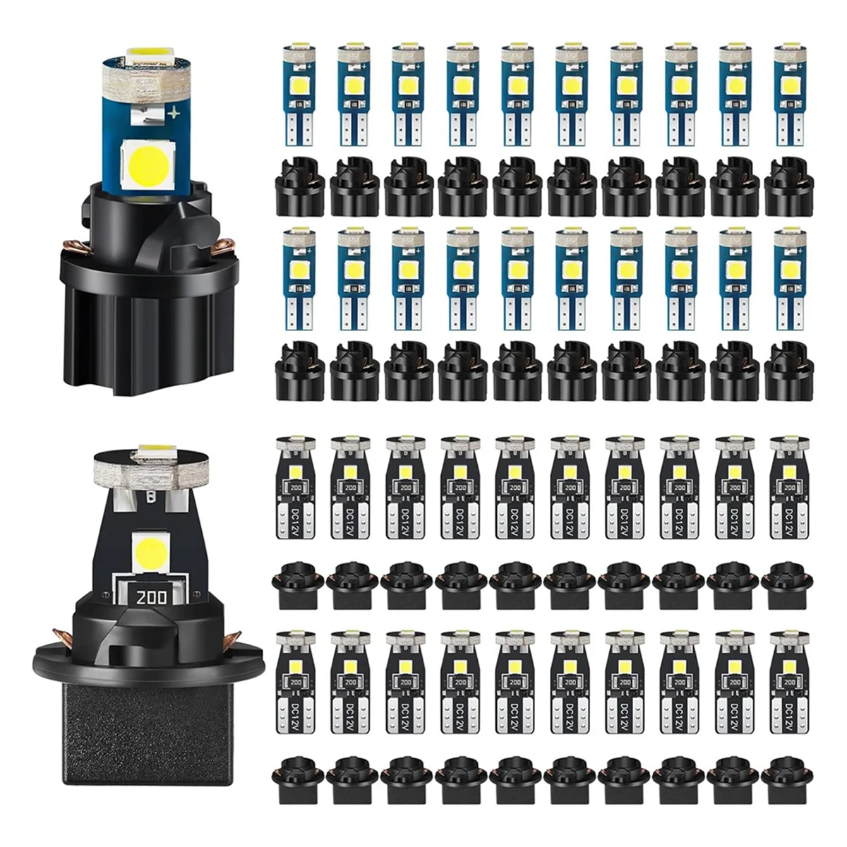 

A48M-Professional 40 Pieces T5 T10 LED Bulbs Dash Lights with Twist Socket Instrument Dashboard Light LED Bulbs for Interior Car
