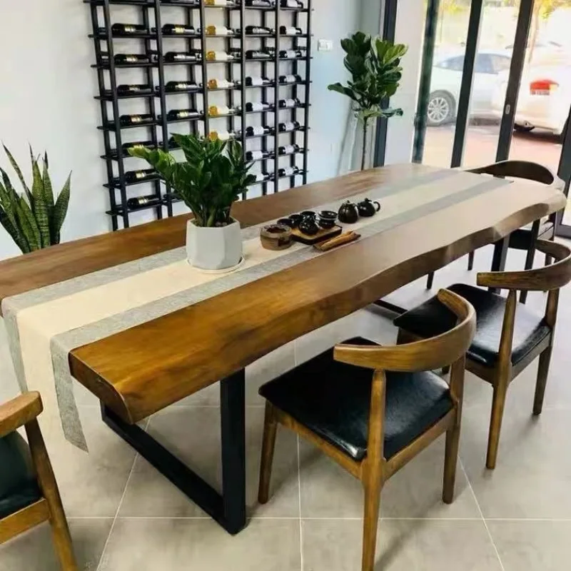 Moderne eenvoudige loft massief houten bureau vergadertafel lange tafel