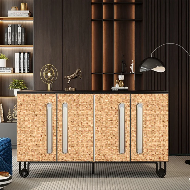 Chinese Style Old Bamboo Mat Pattern Wallpaper Self-Adhesive Retro Style Tea House Restaurant Hotel Study Room Engineering Imita