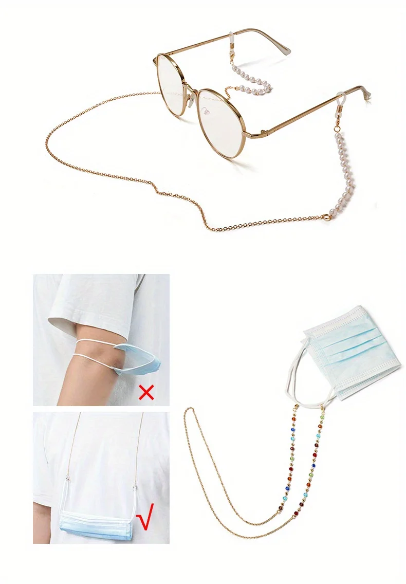 Retro Brillenkette zum Umhängen, Rutschfeste und Verlustsichere Brillenschnur, Internet-Trend, Unisex – Detail 3