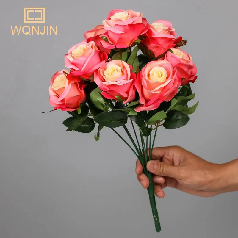 9 Köpfe lila künstliche Blumen Heimdekoration 9 Farben Schönheit Seide gefälschte Blume speziell für Hochzeit und Festival Dekoration – Detail 5