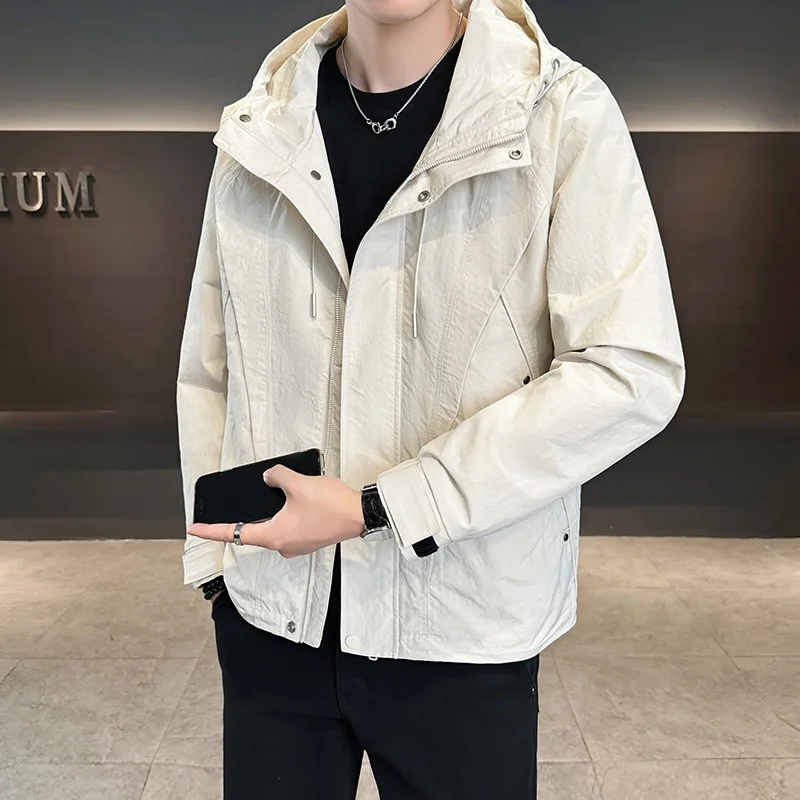 

Модная молодежная куртка на весну-осень с капюшоном, мужская, свободного кроя, универсальная верхняя одежда, повседневная рабочая одежда, универсальная модель.