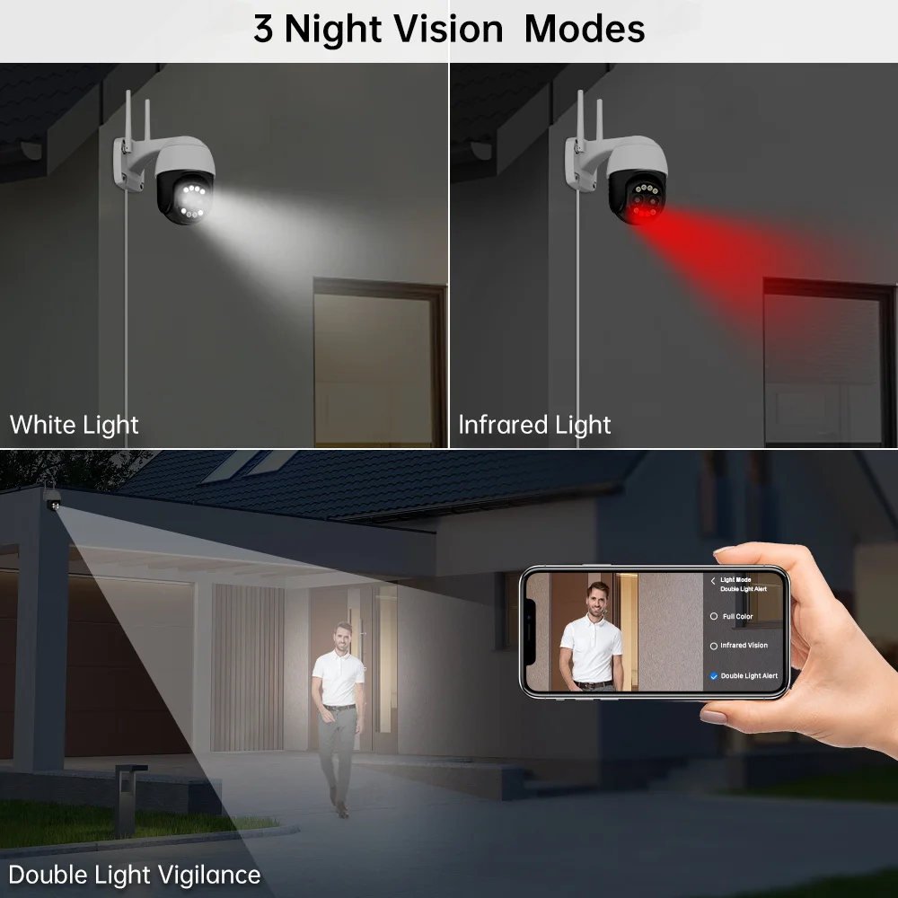 8MP 4K  WIFI Camera 8X Hybrid Zoom Outdoor WIFI Surveillance Camera Human Detection 4MP PTZ IP Camera ICsee Security Protection