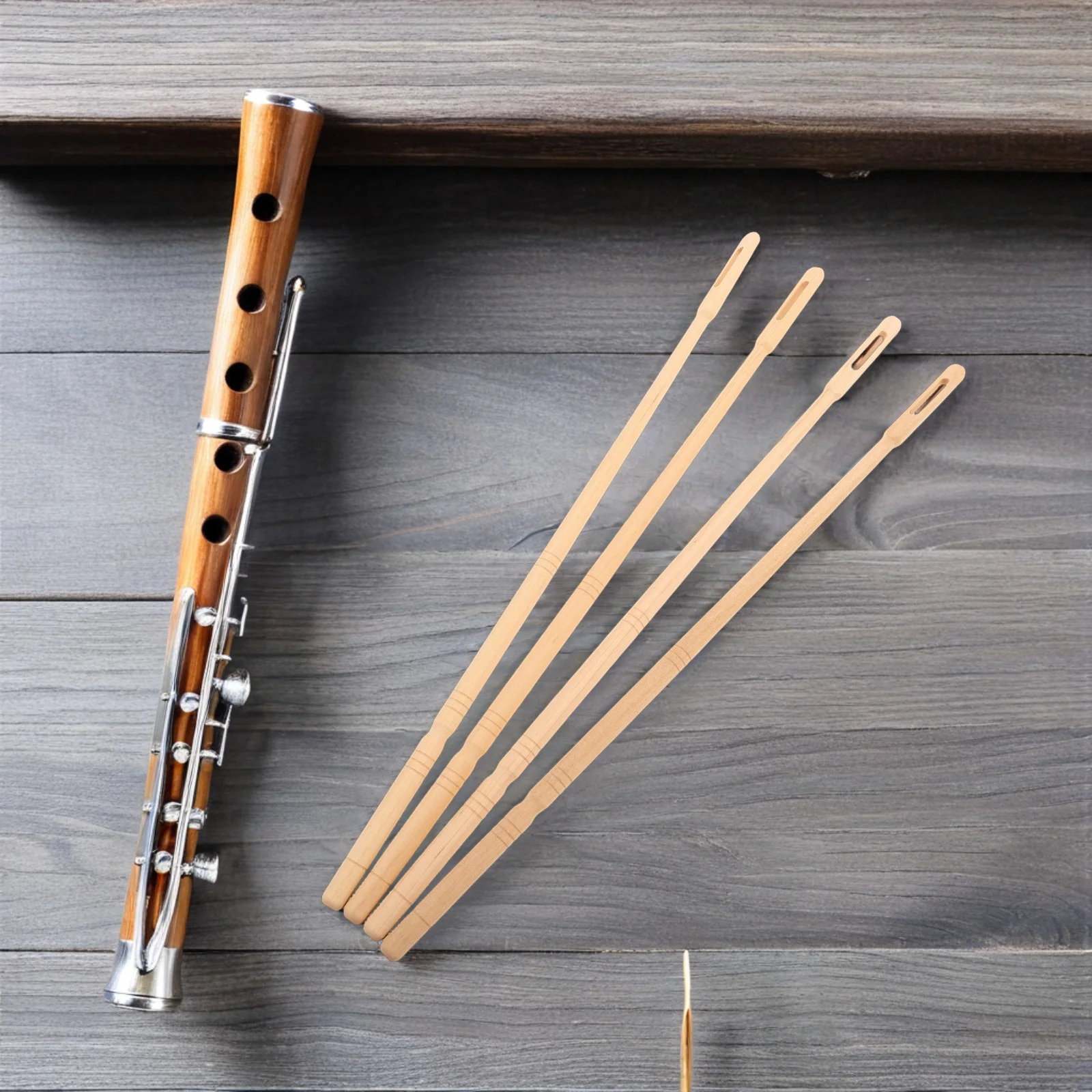 

4Pcs Durable Wooden Flute Cleaner Enhances Sound Purity and Lifespan Flute Cleaner Maintenance Kit Instrument Cleaning Tool
