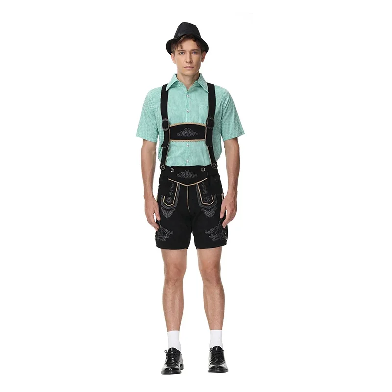 German Oktoberfest Costume Male Bavarian Traditional Ethnic Suspenders Party Stage Costume Overalls For Men