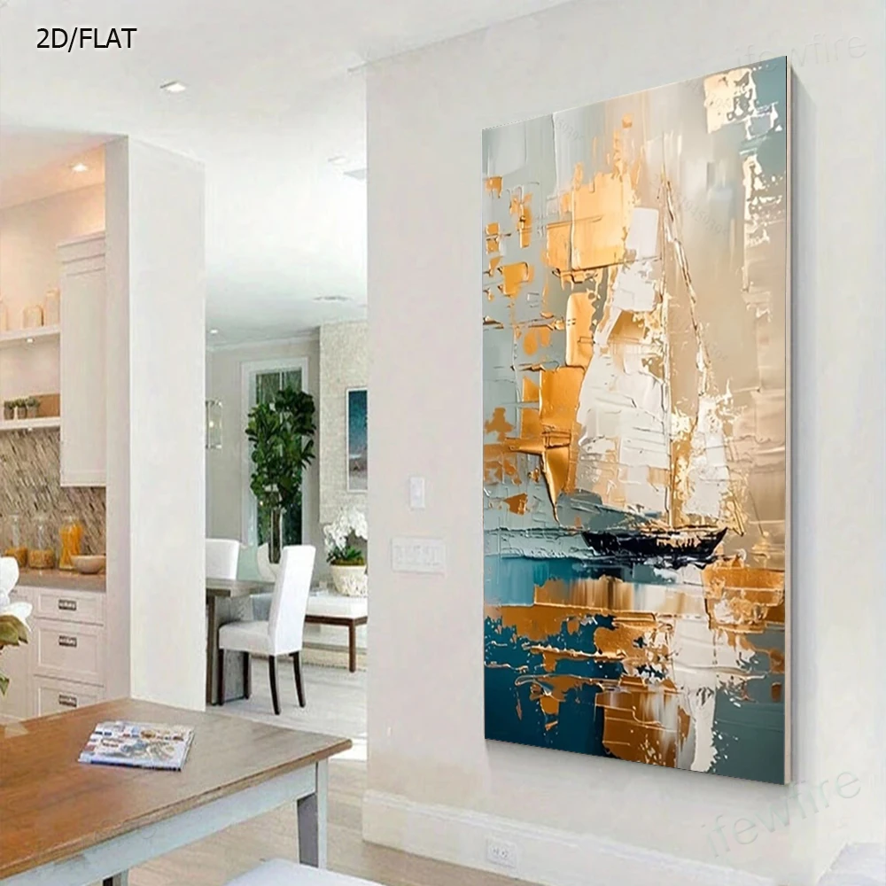 Yellow And Grainy Texture Home Decor Wall Art Pictures Hand-Painted Abstract Oil Painting Gray Canvas Poster For Living Room