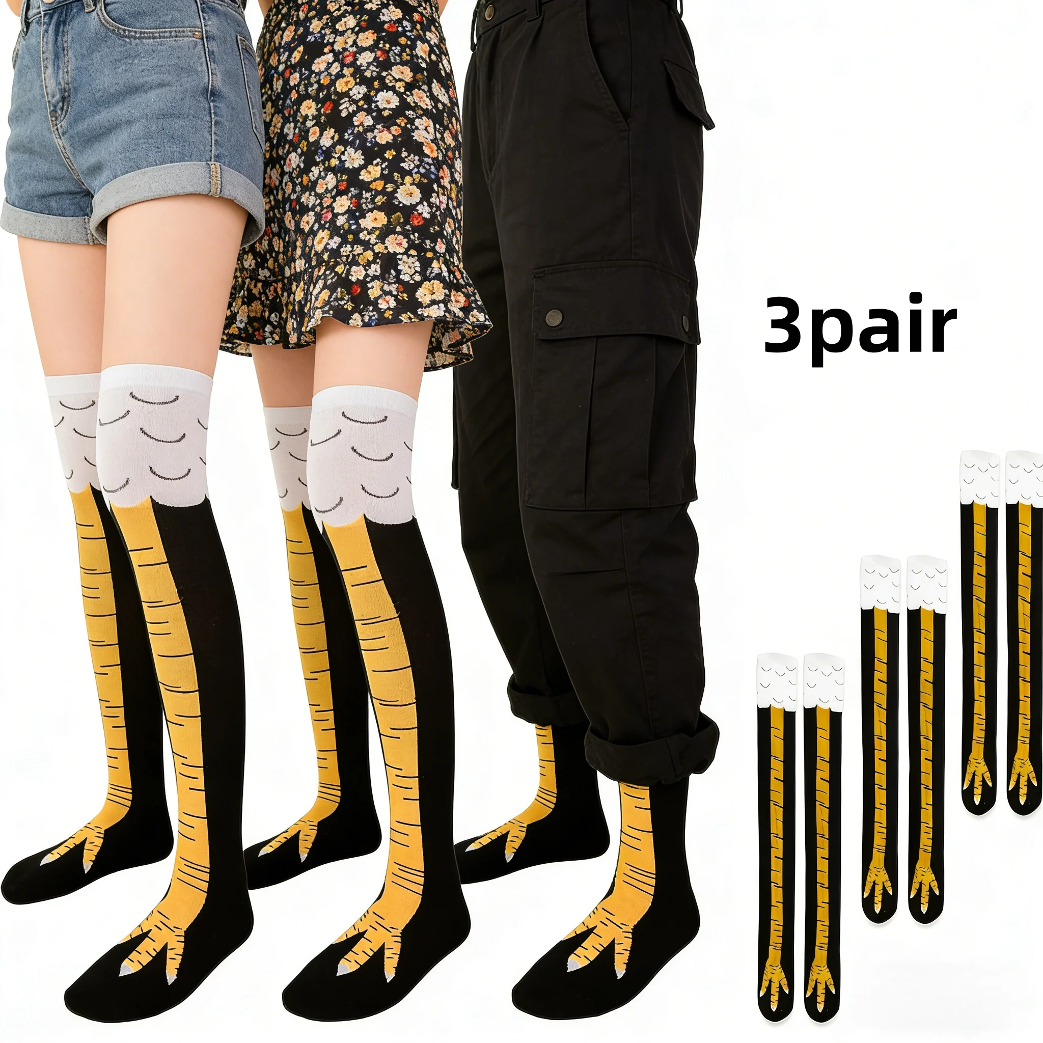 

3 Pairs of Unique Novelty Chicken Feet Socks: The Perfect Fun Gift with Hilarious Design, Comfortable Toe Socks That Combine Amu