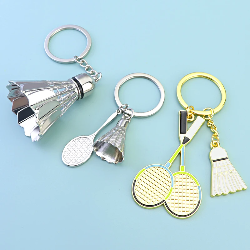 Creative Simulation Badminton Keychain Table Tennis Sports Club Souvenir Badminton Pendant Racket Wallet Key Clip Accessories