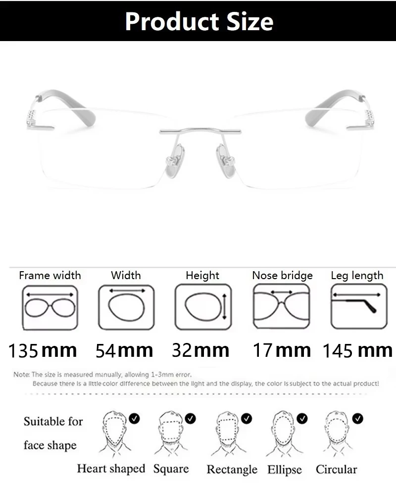Reines Titan Ultraleichte Brillen Randlose Brillengestell Männer Quadratische Geschäftsbrillen Frauen Keine Felge Brille Modetrend – Detail 7