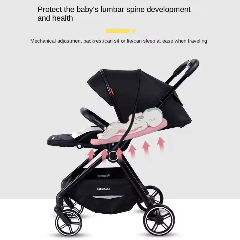 Baby Stroller High Landscape Lightweight Foldable Newborn Two-way Swivel Seat Four Wheels Shock Absorption Travel Stroller