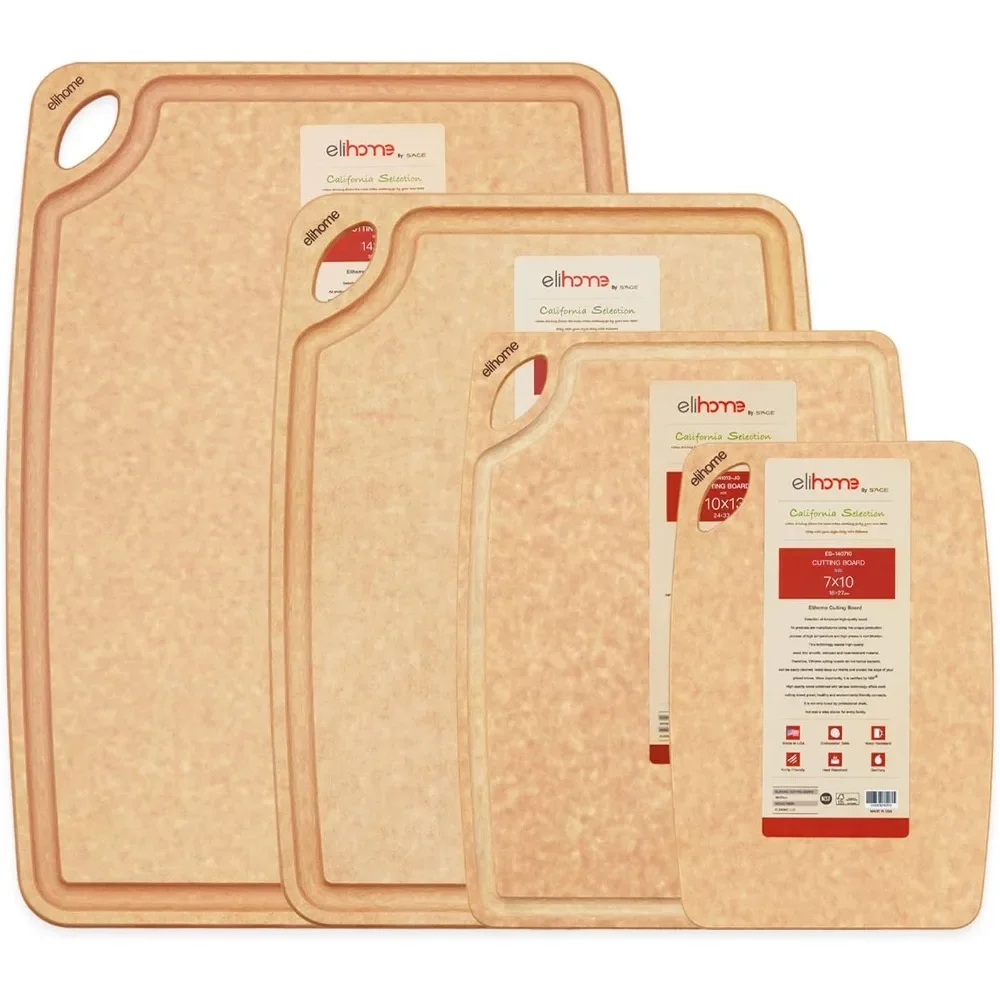 Wooden Board Classic Series 4-in-1 Cutting Board Set for Kitchen Dishwasher Safe Eco-Friendly BPA Free Non Porous Made in USA