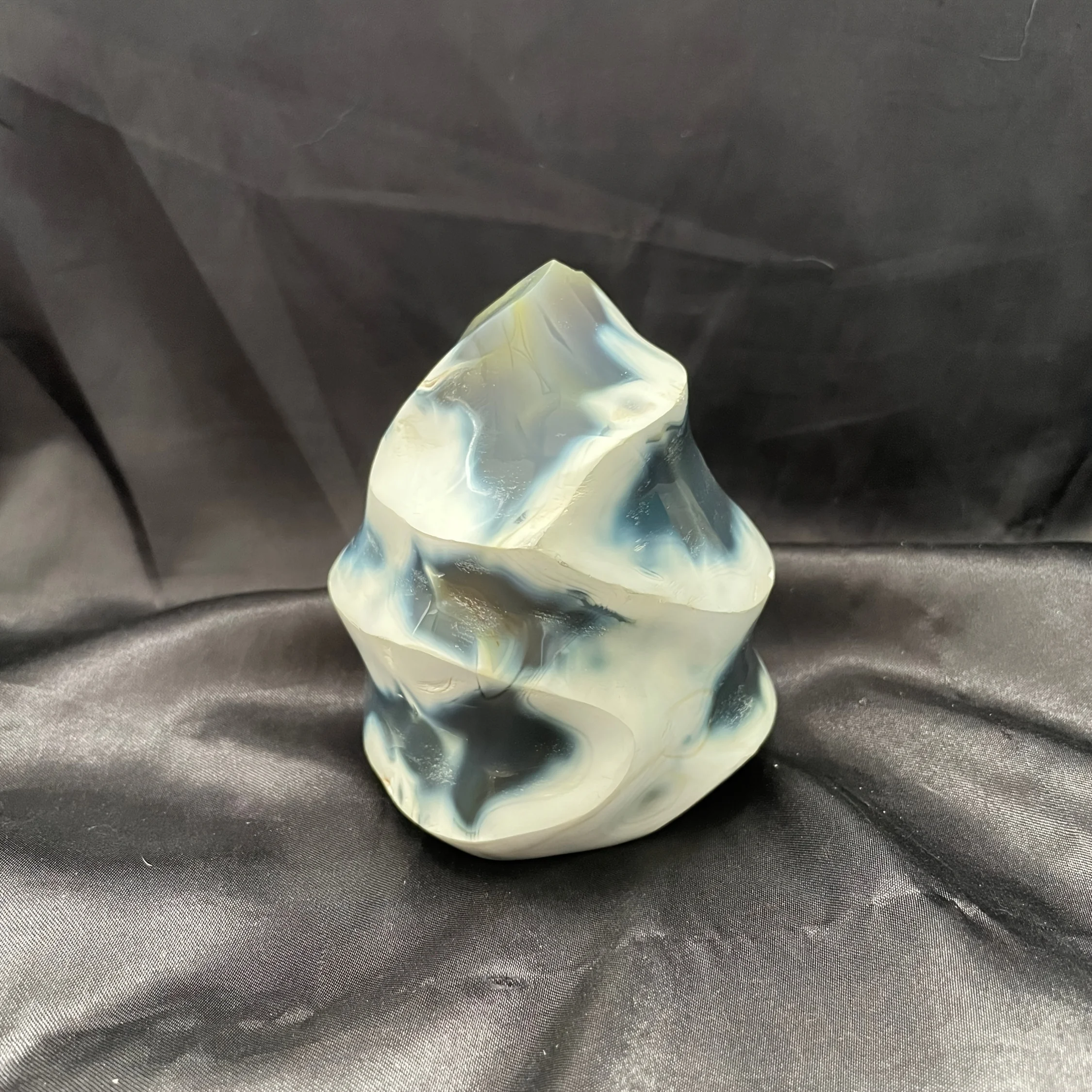 A Dolphin Flame Stone Sculpture - Natural Stone Crystal Home Decor, a symbol of friendship and love, healing crystals