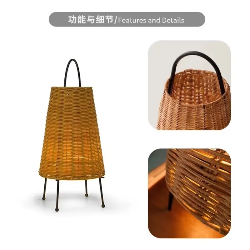

Vintage Wabi-**** Rattan Basket Floor Lamp