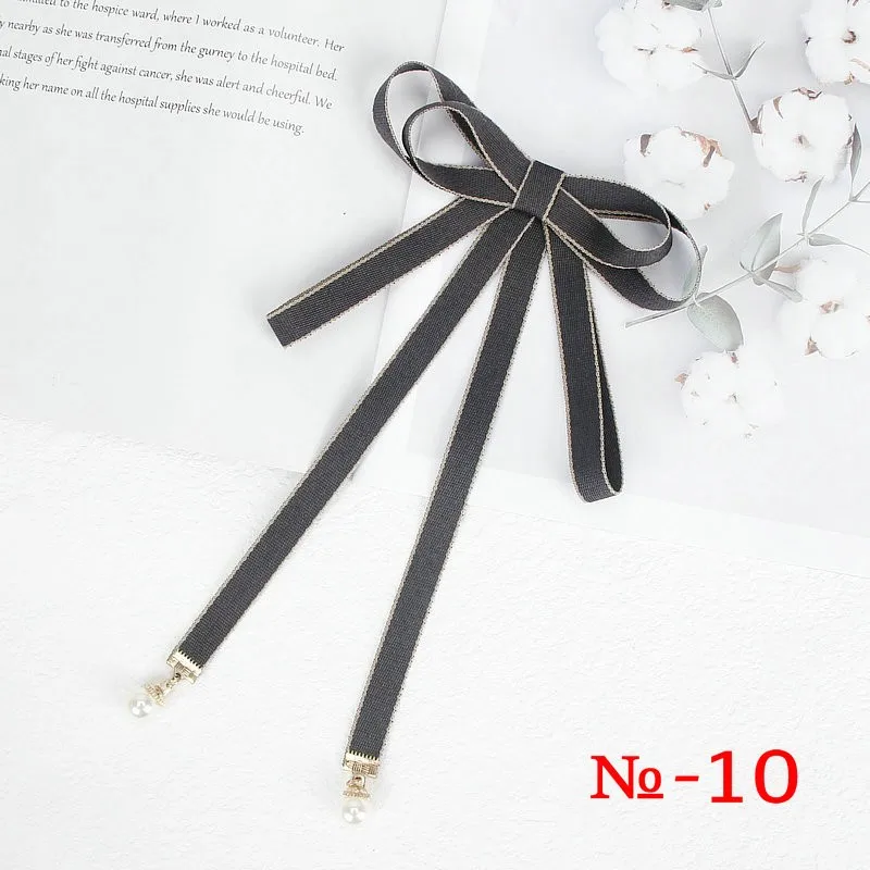Perle Band Brosche Pin Frauen Fliege Vintage Schule Mädchen Weiß Kragen Schmuck Bowknot Shirts Krawatte Candy Farbe Rot Schmetterling – Detail 10