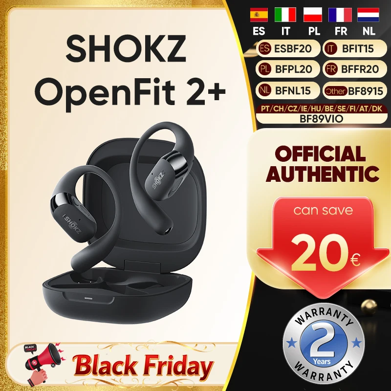 Nouveau SHOKZ OpenFit 2 + T921 écouteurs à oreille ouverte Dolby Audio sans fil Bluetooth crochet casques avec micro 48h utilisation IP55 Charge rapide