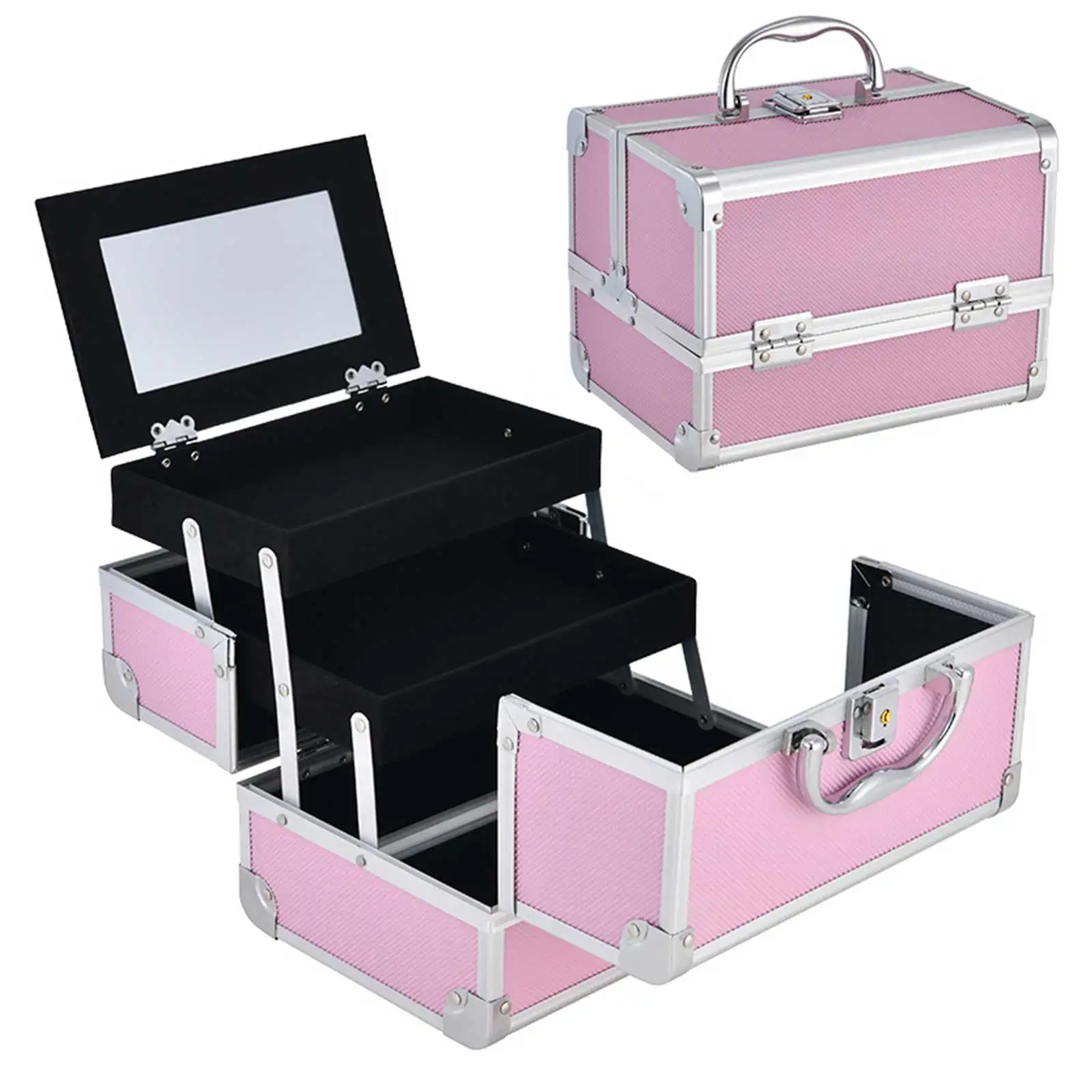 1Pcs Cosmetic Case Portable Multi-layer Large-capacity Professional Tattoo Nail Case Aluminum Alloy Case Cosmetic Storage Box