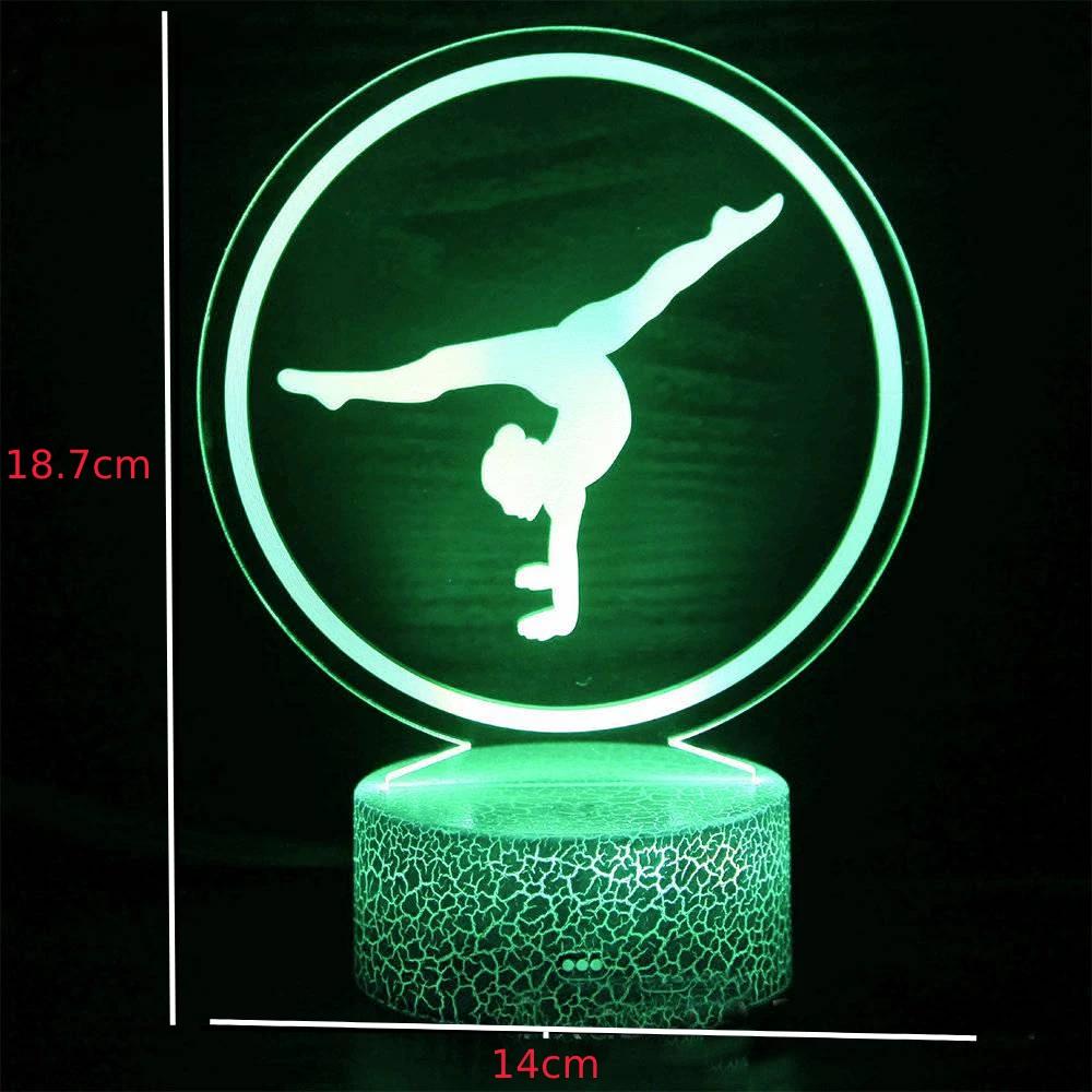 Artistic Gymnastics 3D Night Light for Room Decor USB Remote Control LED Optical Illusion 3D Lamp Kids Birthday Christmas Gift