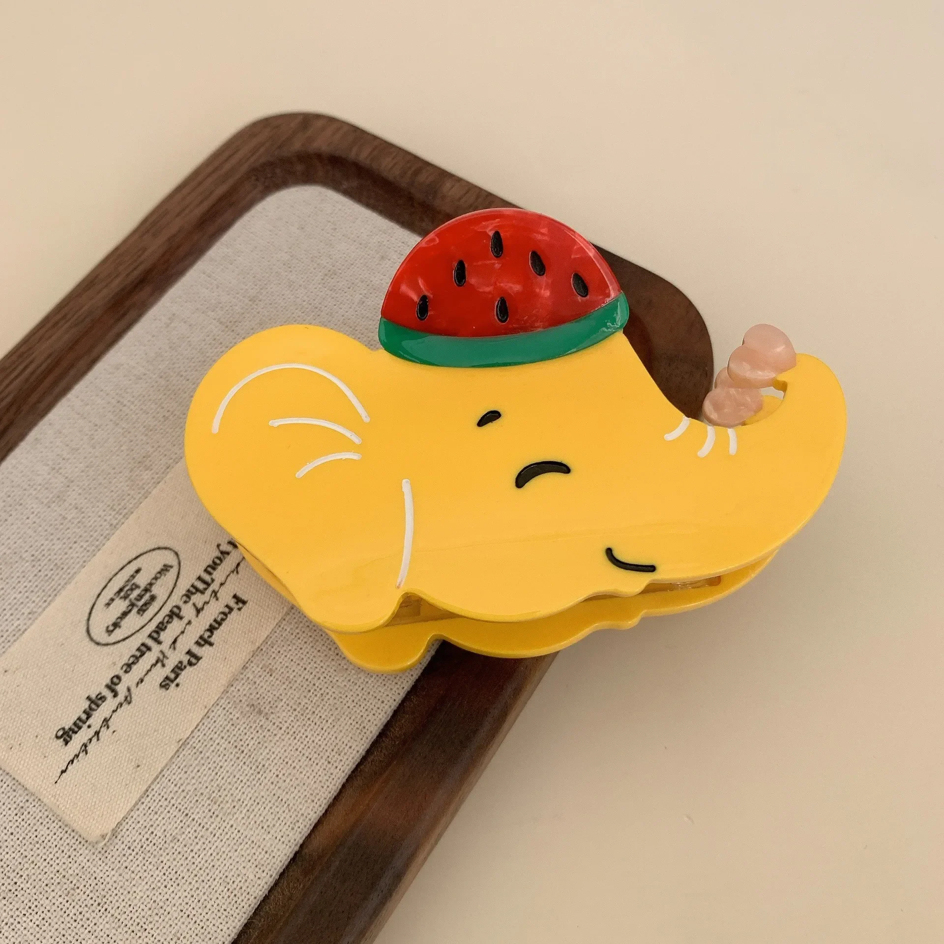 BYL New Cartoon Animal Yellow Watermelon Hat Elephant Gripper Acetate Hair Claw Cute Disc Hair Crab Clip Kobiece akcesoria do włosów