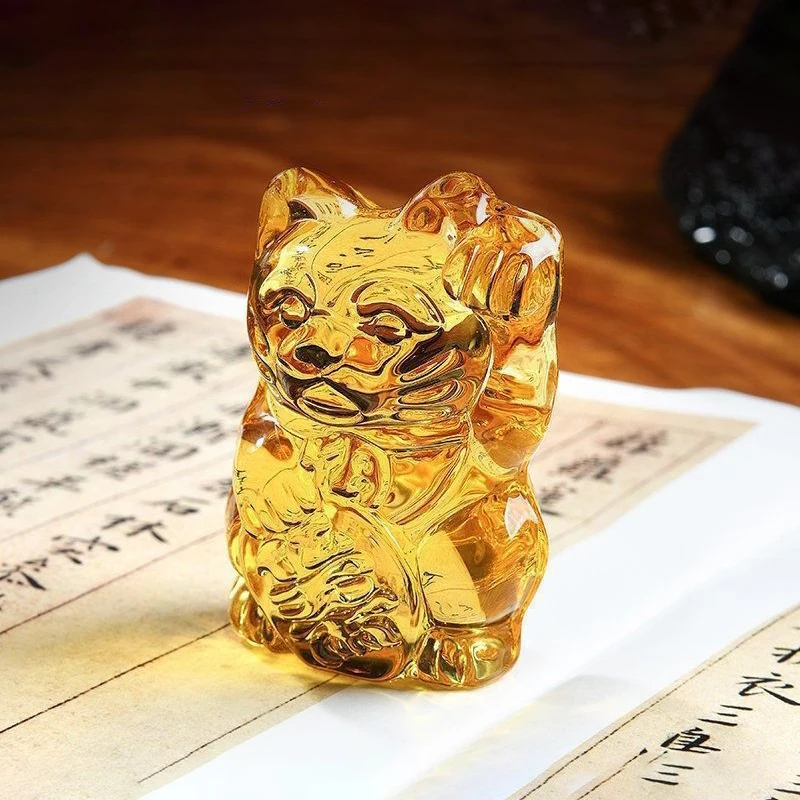 Feng Shui Lucky Cat Money Lucky Fortune Wealth Chinese Golden Lucky Cat Home Office Decoration Tabletop Ornaments Lucky Gifts