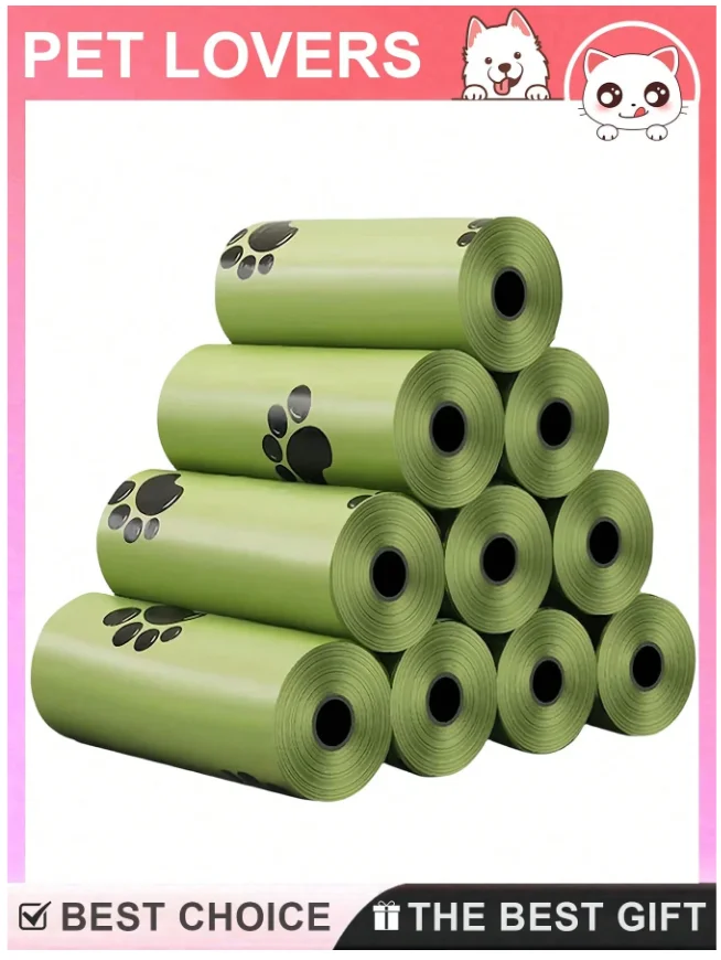 Pet Poop Bags Dog Waste Bags Paw Print Pattern Leak Proof Thick Pet Waste Disposal Bags For Walking Dogs Outdoor Cleaning