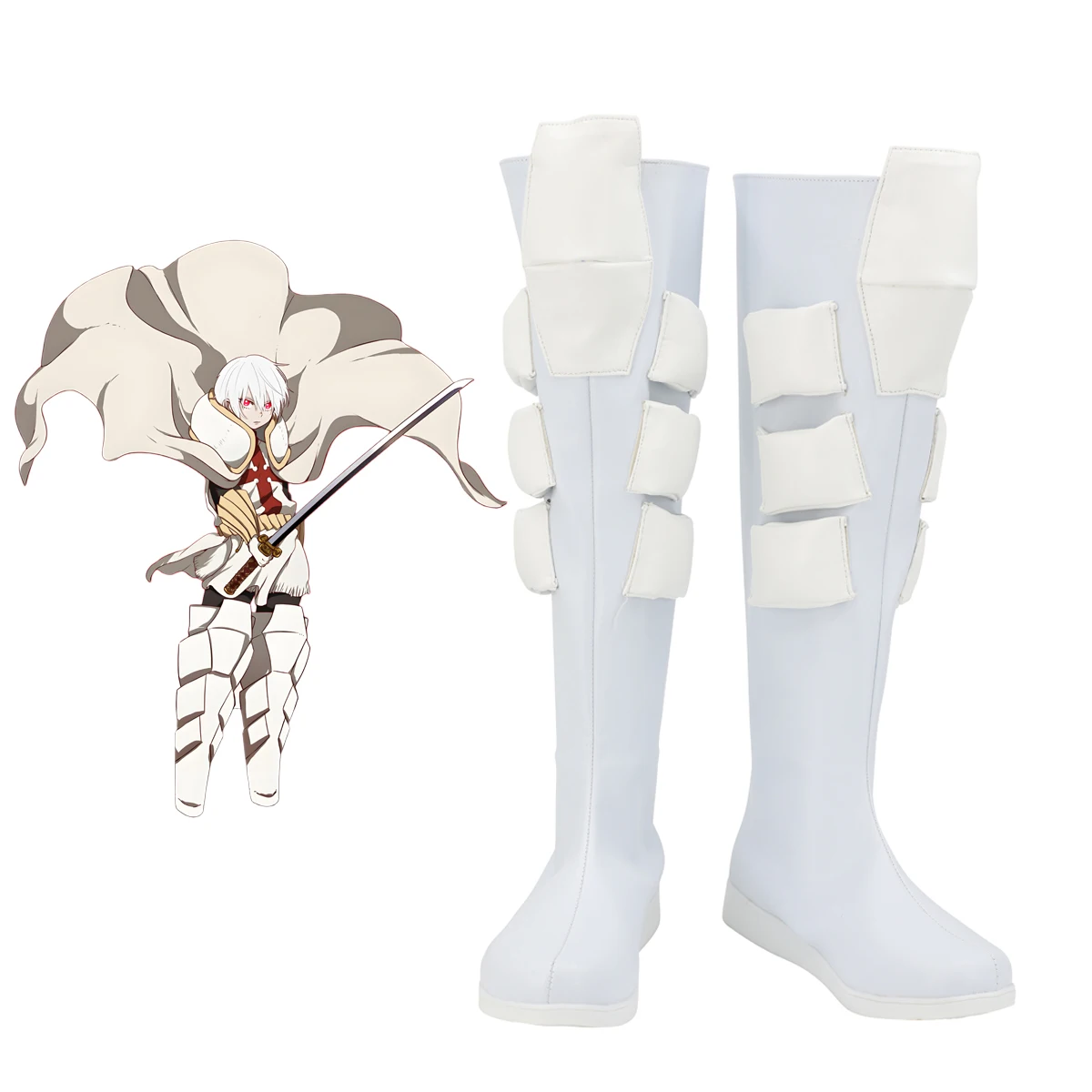Fire Force Joker Kusakabe Ashen Knights Cosplay Shoes White Boots Custom Made