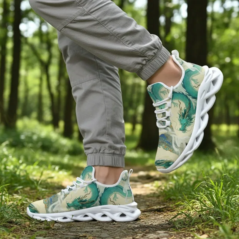 

Мужские кроссовки, кроссовки с принтом китайского дракона, мужская дышащая спортивная обувь для бега, мужская теннисная обувь, повседневная прогулочная обувь, женская обувь