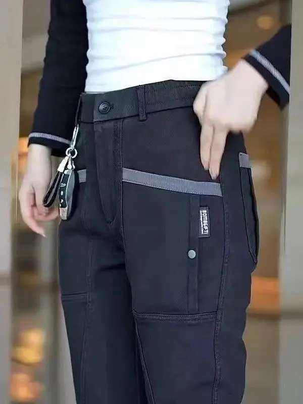 

Мужские повседневные брюки в американском ретро-стиле, свободные прямые брюки, модные рабочие брюки, весенне-осенние, новые, стильные, трендовые, брендовые