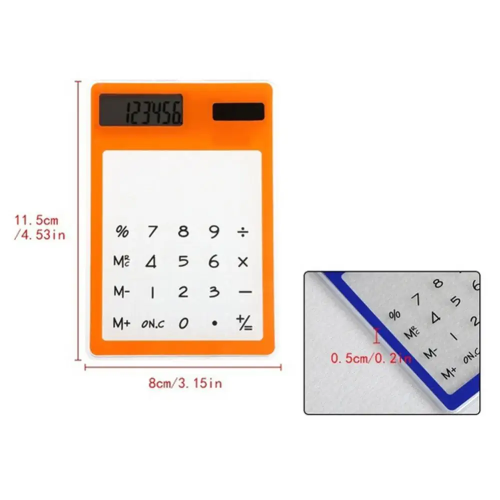 Ultra Slim Mini Transparent Solar Powered LCD Touch Screen Student Calculator