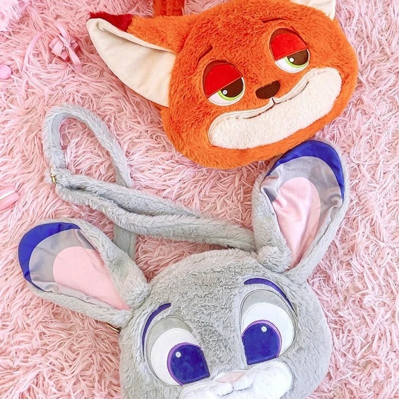 Disney 2024 Zootopia New Fox Plush Bag Large Shoulder Bags Plush Toy Dolls Shoulder Bags Leisure Fashion Plushies Handbags Gifts