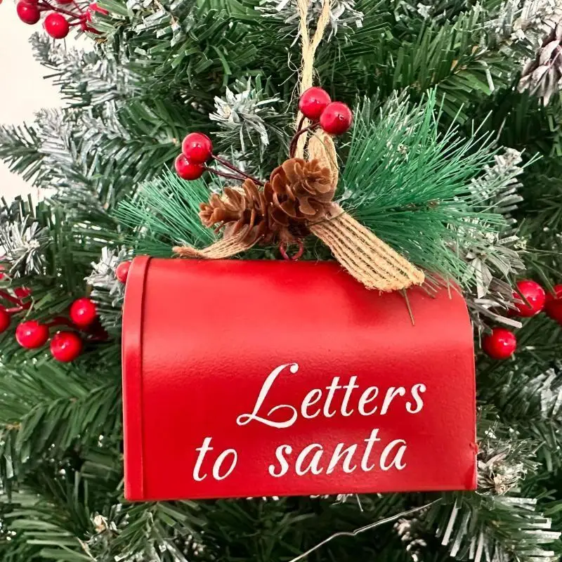 Christmas Wrought Iron Mailbox Ornament Mini Mail Box Pendant Xmas Tree Hanging Decoration Holiday Home Decor Creative Gift
