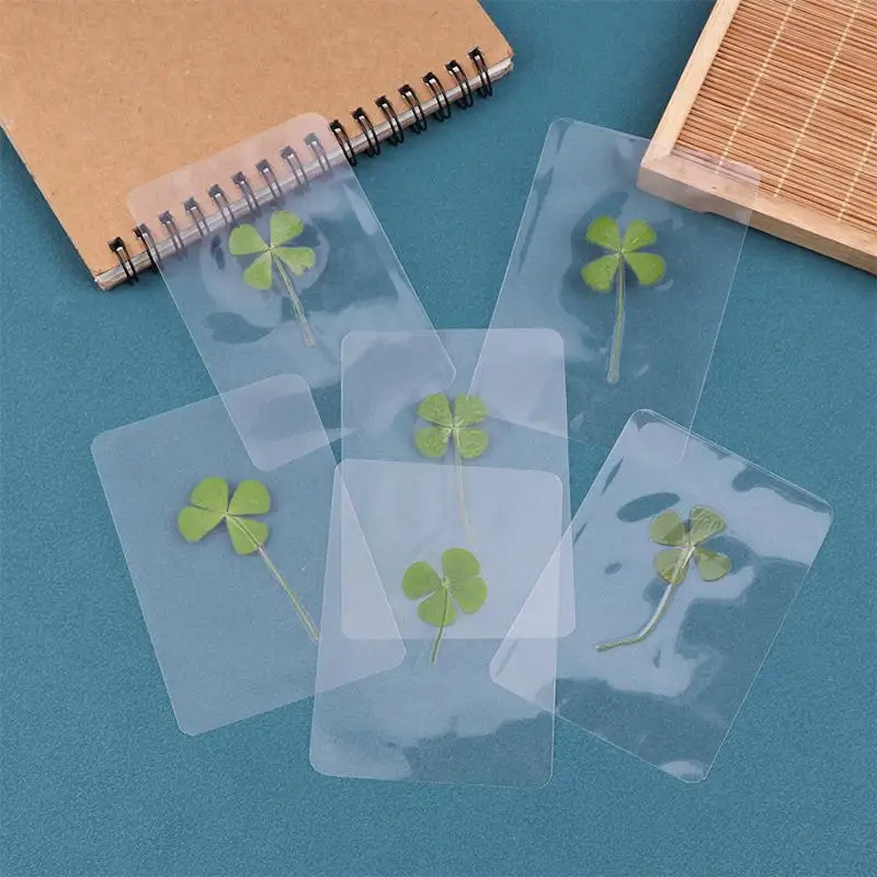 

1/5/10Pcs Lucky Clover Postcards Natural Grass Transparent Wishing Cards For Bookmarks