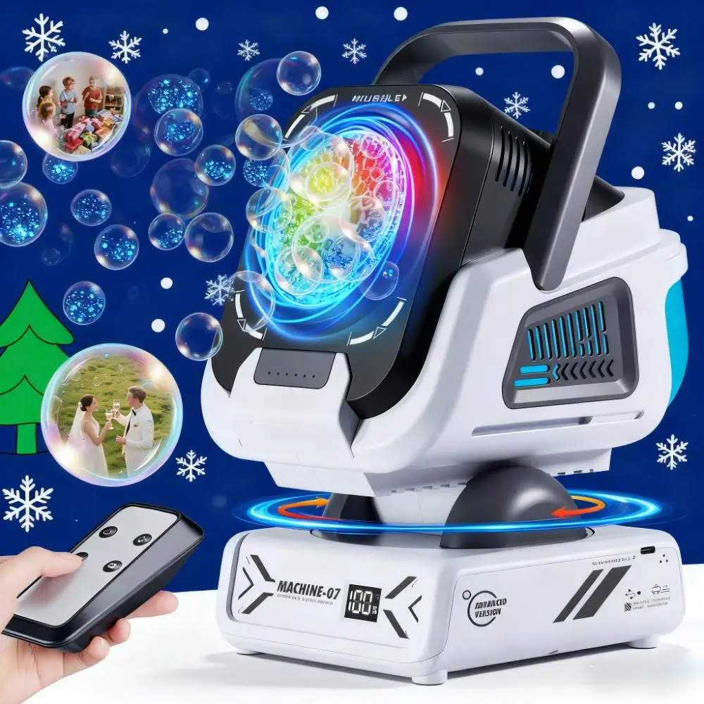 Machine à bulles automatique durable, plus de 18 000 bulles moyennes par minute, adaptée aux enfants et aux tout-petits comme jouet à bulles, rechargeable/W