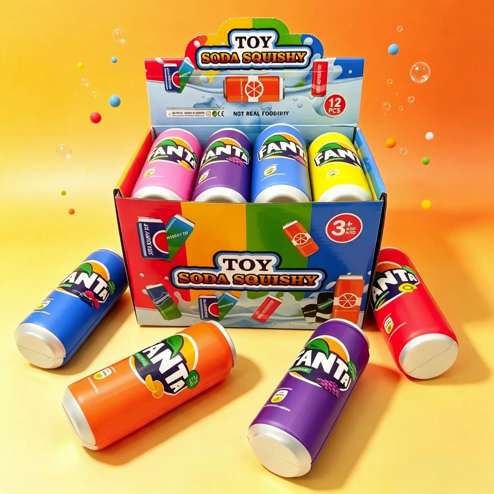 Soda Can PU Squishy Toy Soft Slow Rising Squeeze Fidget Toy Simulation Drink Can Stress Relief Decompression Toy Kids Party Gift