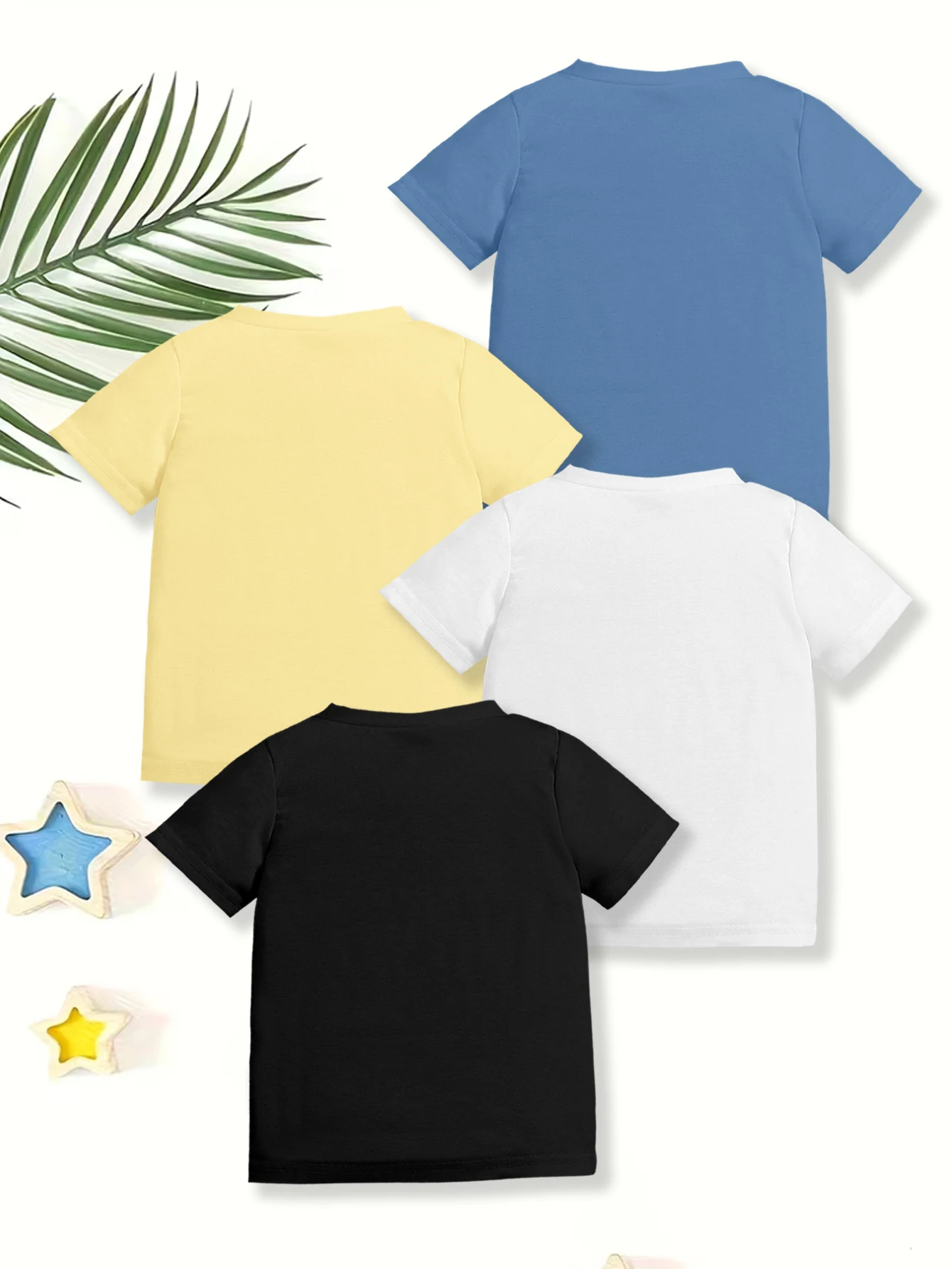 4 pieces: Boys Summer Casual T-shirt Cartoon Checkered Flag Vintage Sports Car English Print
