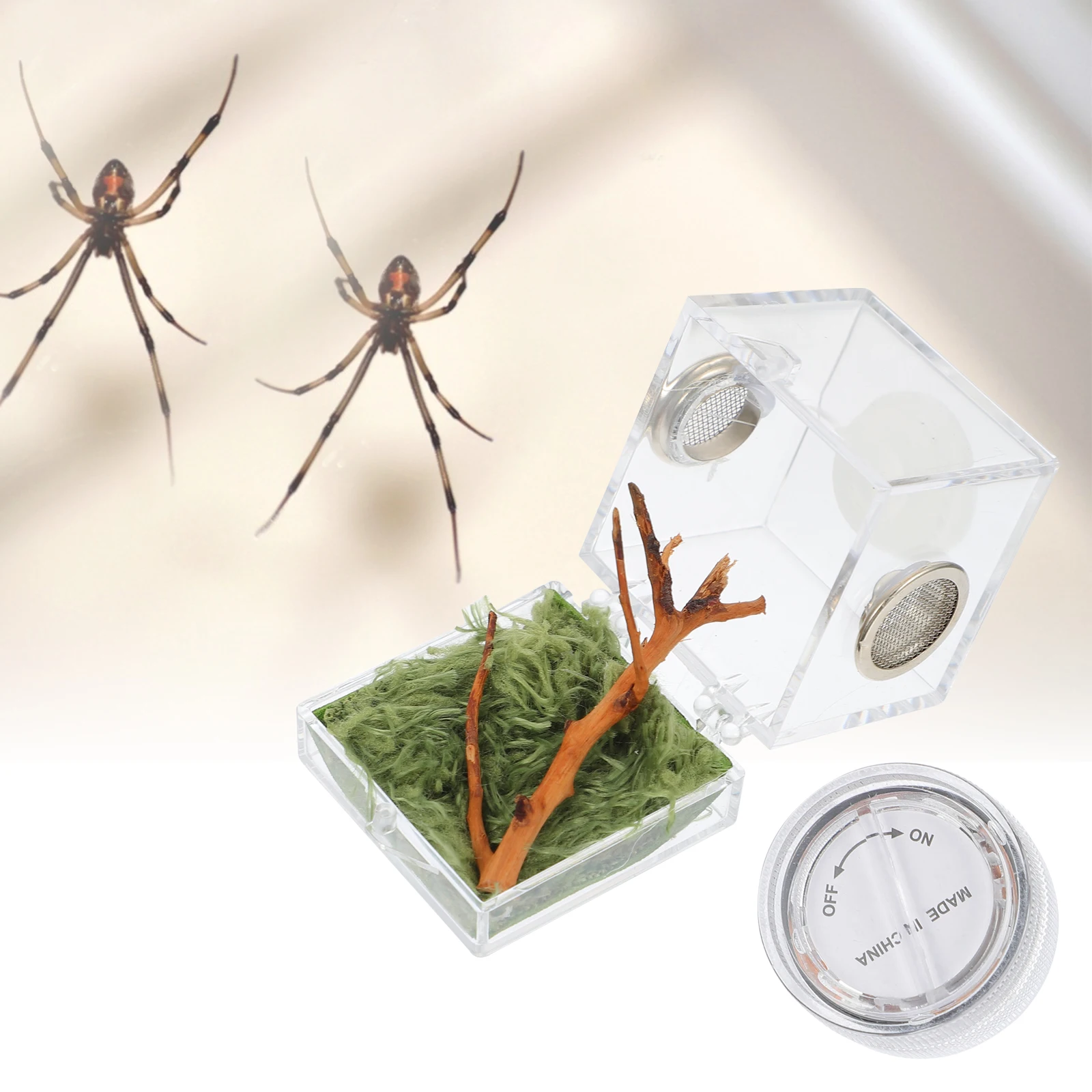 

2pcs Jumping Spider Breeding Box Clear Enclosure Mini Cages Habitats Insect House Non Escape Feeding Easy Cleaning Pet Supplies