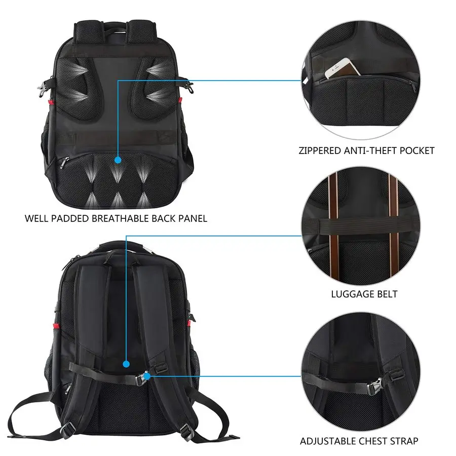 Travel Laptop Backpack 17.3 Inch XL Computer Backpack with Hard Shell Saferoom RFID Pockets WaterRepellent Business College Dayp