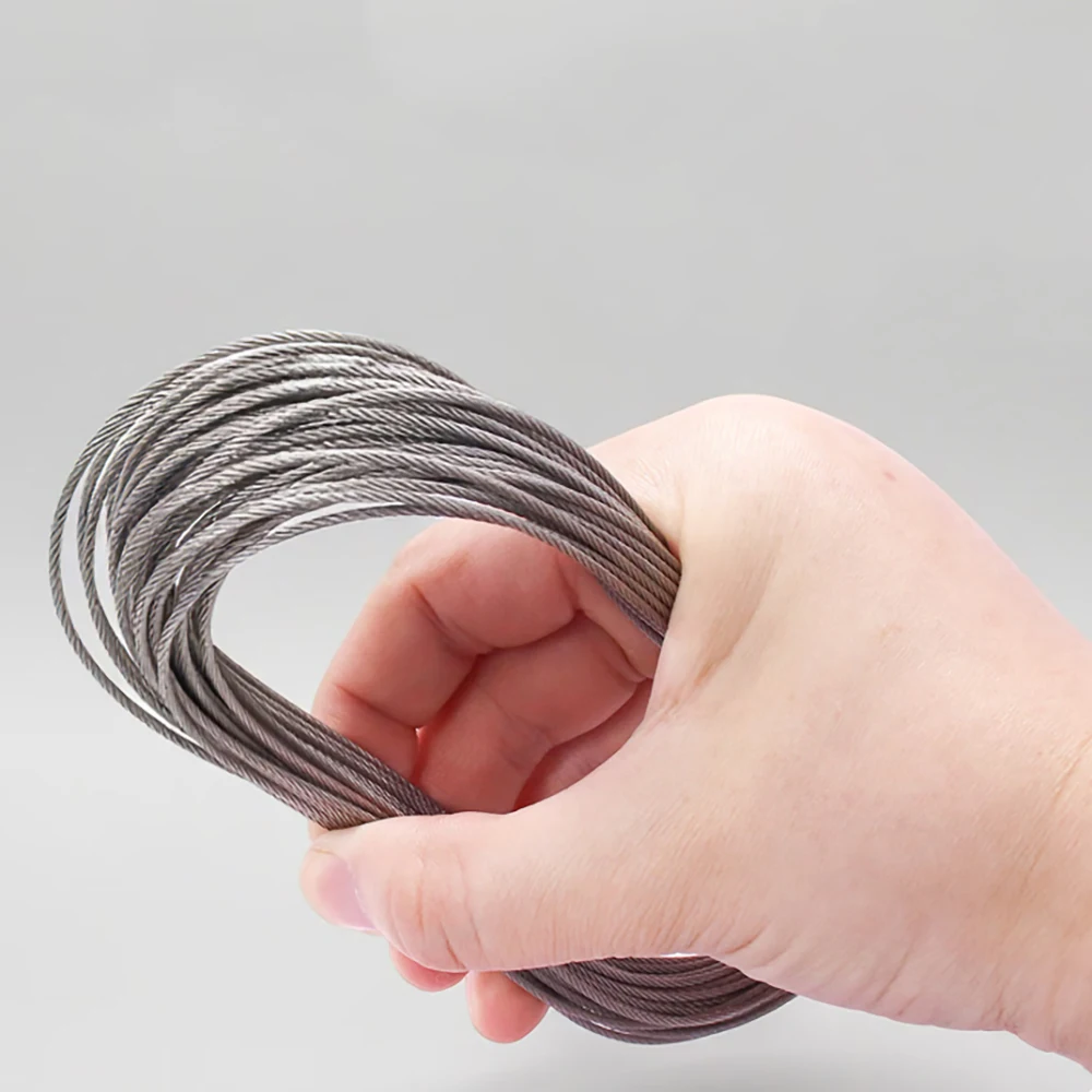 304 Stainless Steel Wire Rope 7*7 0.3mm/0.4/0.5/1.2/2.5-4.0mm Cable Clothesline Soft Fishing Lifting Cable Rustproof Safety Rope
