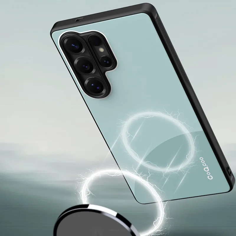 

Для Samsung Galaxy S25 Ultra магнитный чехол ELVEV с ощущением кожи, мягкий защитный чехол из ТПУ для объектива на присоске, чехол для телефона